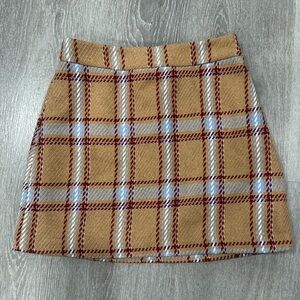 Forever 21 Tan and Brown Plaid Mini Skirt